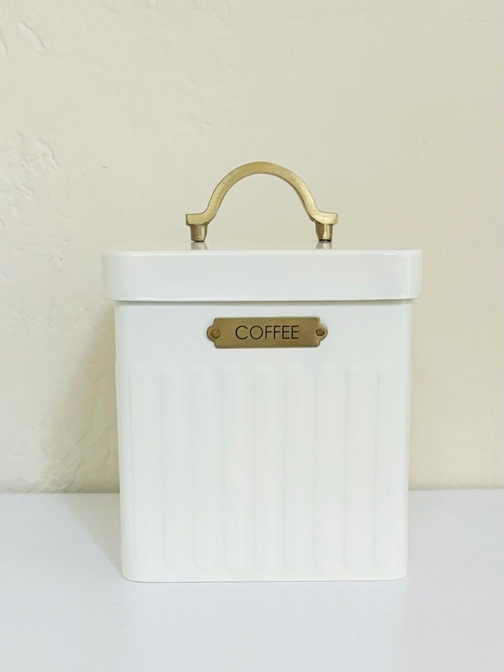 Hearth & Hand with Magnolia Metal Coffee Tin Cream and Antique Gold